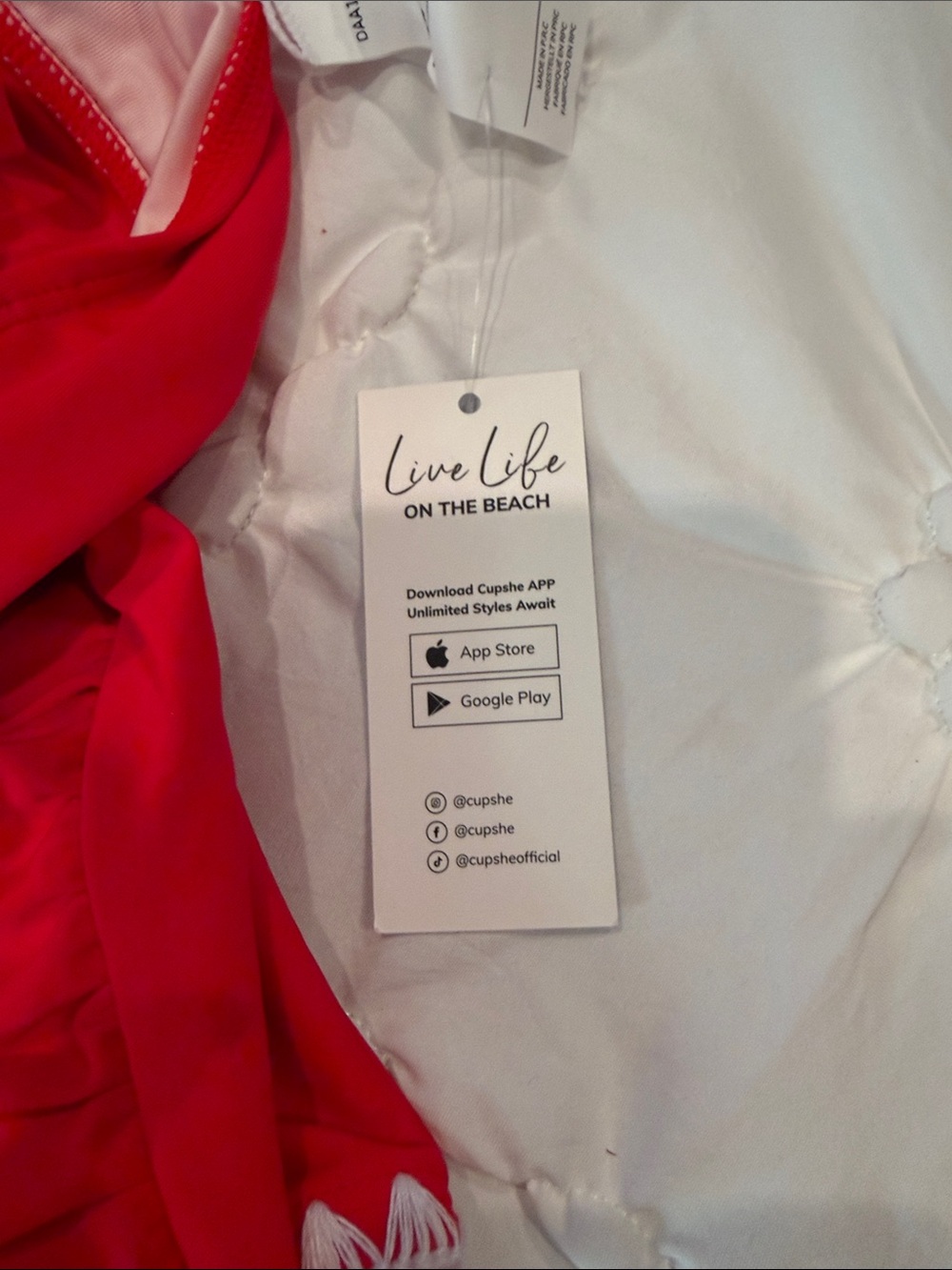 Cupshe Red Tankini Set with White Trim - Picture 3 of 7